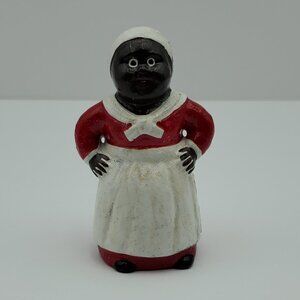 African American Woman Small Cast Iron Coin Bank Metal Maid Figure